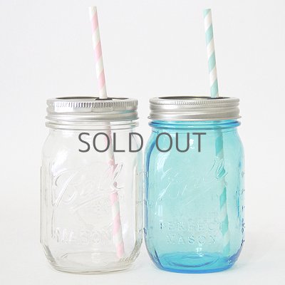 画像2: メイソンジャー Ball Mason jar タンブラー エコ 再生可能 紙ストロー25本入り サーキュラーエコノミー Stripes Aqua