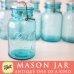 画像1: アンティーク メイソンジャー Ball Mason jar  ビンテージ　Quart(クォート)　ワイヤー型　ブルー×ホワイト蓋 (1)