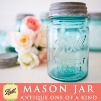 アンティーク メイソンジャー Ball Mason jar  ビンテージ　Pint(パイント)　Zinc蓋つき　ブルー