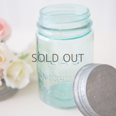 画像2: アンティーク メイソンジャー  ATLAS Mason jar  ビンテージ　Pint(パイント)　Zinc蓋つき　ブルー