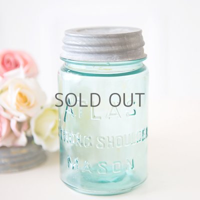 画像3: アンティーク メイソンジャー  ATLAS Mason jar  ビンテージ　Pint(パイント)　Zinc蓋つき　ブルー
