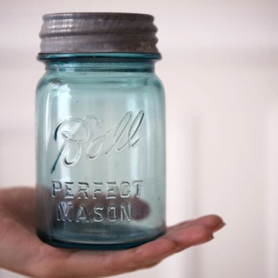 画像3: アンティーク メイソンジャー Ball Mason jar  ビンテージ　Pint(パイント)　Zinc蓋つき　ブルー