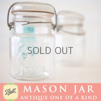 画像1: アンティーク メイソンジャー Ball Mason jar  ビンテージ　スモール(ワイド)　ワイヤー型　ホワイト