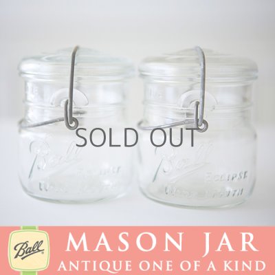 画像1: アンティーク メイソンジャー Ball Mason jar  ビンテージ　ワイドマウス　ワイヤー型　ホワイト