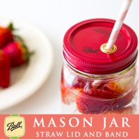 メイソンジャー　Ball社　レギュラーマウス用　ストロー用蓋　フタ　Mason jar　レッド