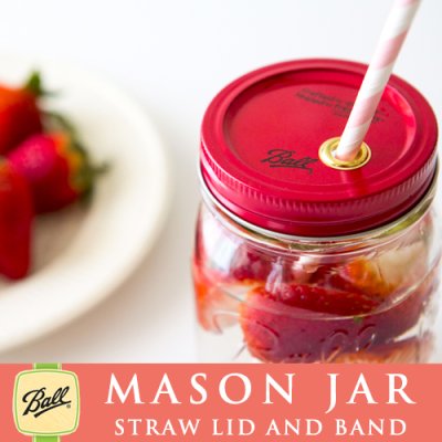 画像1: メイソンジャー　Ball社　レギュラーマウス用　ストロー用蓋　フタ　Mason jar　レッド