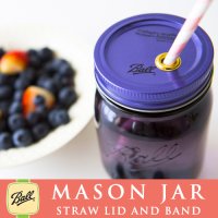 メイソンジャー　Ball社　レギュラーマウス用　ストロー用蓋　フタ　Mason jar　パープル