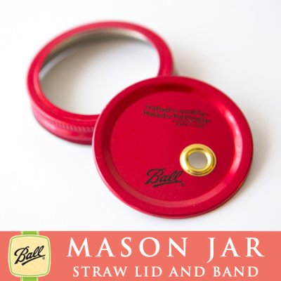 画像2: メイソンジャー　Ball社　レギュラーマウス用　ストロー用蓋　フタ　Mason jar　レッド