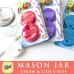 画像2: ４個セット レギュラー、ワイドマウス用 ストロー用蓋 カラー フタ＆ストロー メイソンジャー Ball社  Mason jar (2)