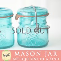 アンティーク メイソンジャー Ball Mason jar  ビンテージ　ワイヤー型　ミニ　ブルー　鷲の彫刻入り