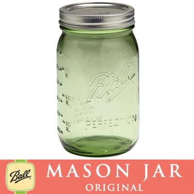 画像1: メイソンジャー 32oz（946ml） ワイドマウス  Ball Mason jar オリジナル　グリーン