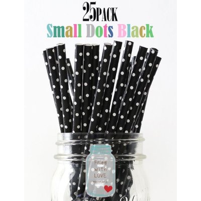 画像1: メイソンジャー Ball Mason jar タンブラー エコ 再生可能 紙ストロー25本入り サーキュラーエコノミー Small Dots Black