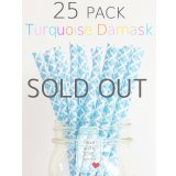 メイソンジャー Ball Mason jar タンブラー エコ 再生可能 紙ストロー25本入り サーキュラーエコノミー Turquoise Damask