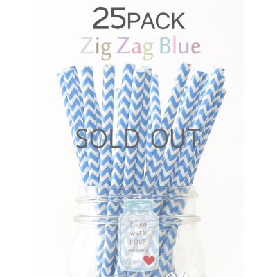 画像1: メイソンジャー Ball Mason jar タンブラー エコ 再生可能 紙ストロー25本入り サーキュラーエコノミー Zig Zag Blue