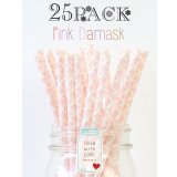 メイソンジャー Ball Mason jar タンブラー エコ 再生可能 紙ストロー25本入り サーキュラーエコノミー Pink Damask