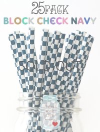 メイソンジャー Ball Mason jar タンブラー エコ 再生可能 紙ストロー25本入り サーキュラーエコノミー Block Check Navy