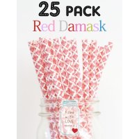 メイソンジャー Ball Mason jar タンブラー エコ 再生可能 紙ストロー25本入り サーキュラーエコノミー Red Damask