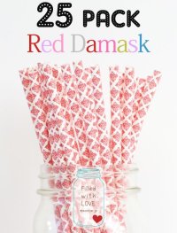 メイソンジャー Ball Mason jar タンブラー エコ 再生可能 紙ストロー25本入り サーキュラーエコノミー Red Damask