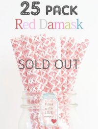 メイソンジャー Ball Mason jar タンブラー エコ 再生可能 紙ストロー25本入り サーキュラーエコノミー Red Damask