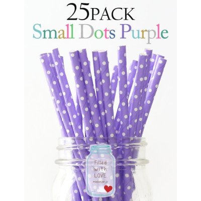 画像1: メイソンジャー Ball Mason jar タンブラー エコ 再生可能 紙ストロー25本入り サーキュラーエコノミー Small Dots Purple