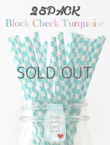 メイソンジャー Ball Mason jar タンブラー エコ 再生可能 紙ストロー25本入り サーキュラーエコノミー Block Check Turquoise