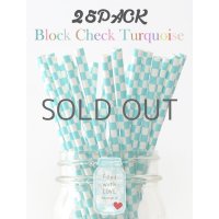 メイソンジャー Ball Mason jar タンブラー エコ 再生可能 紙ストロー25本入り サーキュラーエコノミー Block Check Turquoise