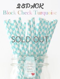 メイソンジャー Ball Mason jar タンブラー エコ 再生可能 紙ストロー25本入り サーキュラーエコノミー Block Check Turquoise