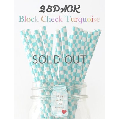 画像1: メイソンジャー Ball Mason jar タンブラー エコ 再生可能 紙ストロー25本入り サーキュラーエコノミー Block Check Turquoise