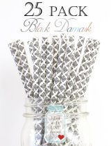 メイソンジャー Ball Mason jar タンブラー エコ 再生可能 紙ストロー25本入り サーキュラーエコノミー Black Damask