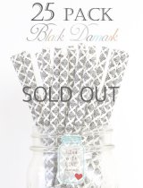 メイソンジャー Ball Mason jar タンブラー エコ 再生可能 紙ストロー25本入り サーキュラーエコノミー Black Damask