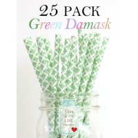 メイソンジャー Ball Mason jar タンブラー エコ 再生可能 紙ストロー25本入り サーキュラーエコノミー Green Damask