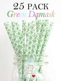 メイソンジャー Ball Mason jar タンブラー エコ 再生可能 紙ストロー25本入り サーキュラーエコノミー Green Damask