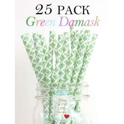 画像1: メイソンジャー Ball Mason jar タンブラー エコ 再生可能 紙ストロー25本入り サーキュラーエコノミー Green Damask