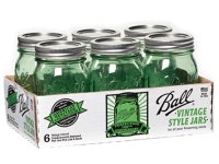 【6個セット】限定グリーン メイソンジャー 16oz(473ml) レギュラーマウス 箱入り Ball Mason jar オリジナル