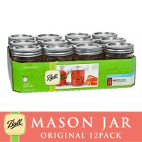 【12個セット】メイソンジャー 8oz(236ml) レギュラーマウス  Ball Mason jar オリジナル クリア ハーフパイント