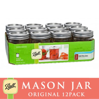 画像1: 【12個セット】メイソンジャー 8oz(236ml) レギュラーマウス  Ball Mason jar オリジナル クリア ハーフパイント