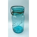 【希少】アンティーク メイソンジャー Ball Mason jar  ビンテージ　Quart(クォート)　ワイヤー型　ブルー瓶/ブルー蓋