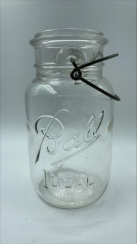 アンティーク メイソンジャー Ball Mason jar  ビンテージ　Quart(クォート)　ワイヤー型　クリア瓶/蓋なし