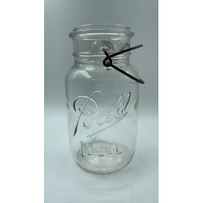 画像1: アンティーク メイソンジャー Ball Mason jar  ビンテージ　Quart(クォート)　ワイヤー型　クリア瓶/蓋なし