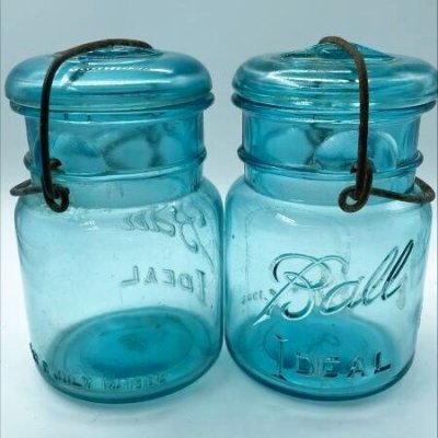 画像2: 【希少】アンティーク メイソンジャー Ball Mason jar  ビンテージ　スモール　ワイヤー型　ブルー