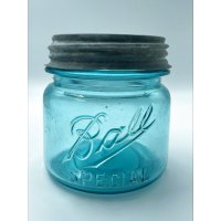 【希少】アンティーク メイソンジャー Ball Mason jar  ビンテージ　Zinc蓋つき　ブルー