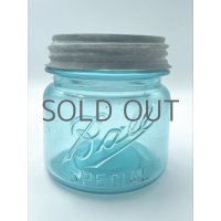 【希少】アンティーク メイソンジャー Ball Mason jar  ビンテージ　Zinc蓋つき　ブルー