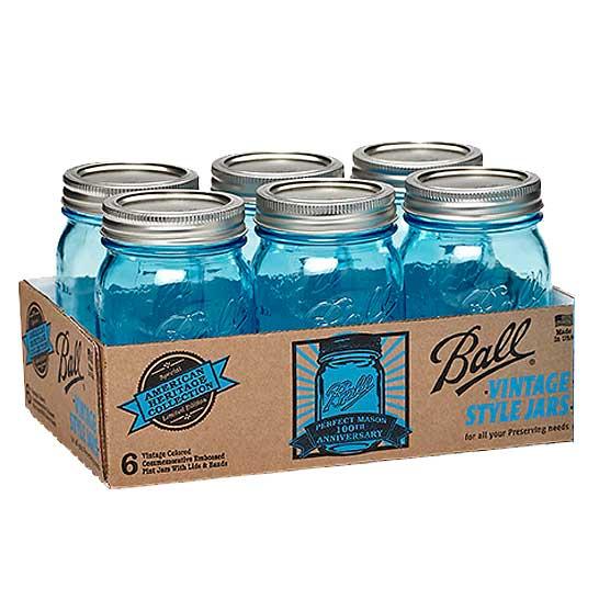 Ball社販売終了 メイソンジャー 16oz レギュラーマウス 6個セット 箱入り Ball Mason Jar オリジナル100周年限定 ブルー Ball社販売終了 メイソンジャー 16oz レギュラーマウス 6個セット 箱入り Ball Mason Jar オリジナル100周年限定 ブルー