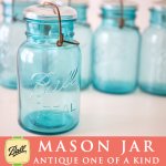 画像: アンティーク メイソンジャー Ball Mason jar  ビンテージ　Quart(クォート)　ワイヤー型　ブルー×ホワイト蓋