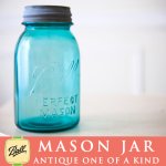 画像: アンティーク メイソンジャー Ball Mason jar  ビンテージ　Quart(クォート)　Zinc蓋つき　ブルー