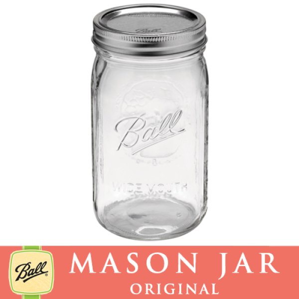 Sale メイソンジャー 32oz ワイドマウス Ball Mason Jar オリジナル クリア Sale メイソンジャー 32oz ワイドマウス Ball Mason Jar オリジナル クリア