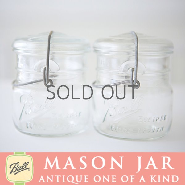画像1: アンティーク メイソンジャー Ball Mason jar  ビンテージ　ワイドマウス　ワイヤー型　ホワイト (1)