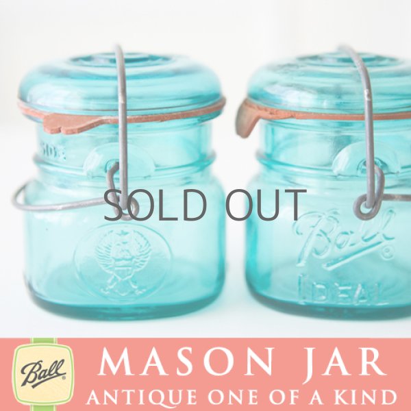 画像3: アンティーク メイソンジャー Ball Mason jar  ビンテージ　ワイヤー型　ミニ　ブルー　鷲の彫刻入り (3)