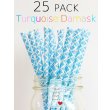 画像1: メイソンジャー Ball Mason jar タンブラー エコ 再生可能 紙ストロー25本入り サーキュラーエコノミー Turquoise Damask (1)