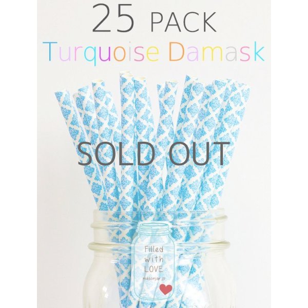 画像1: メイソンジャー Ball Mason jar タンブラー エコ 再生可能 紙ストロー25本入り サーキュラーエコノミー Turquoise Damask (1)